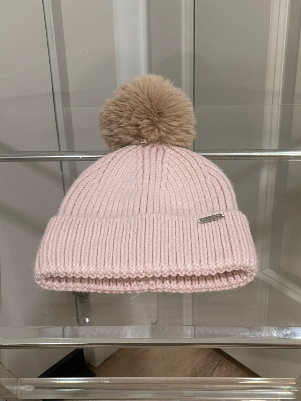 Ladies Pink Pom Pom Beanie Hat - Picture 1 of 5
